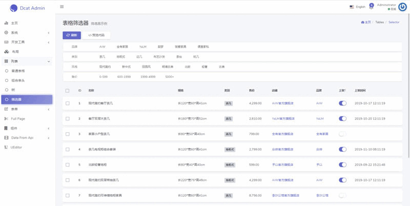 Dcat Admin背景构建东西 v1.7.37100,