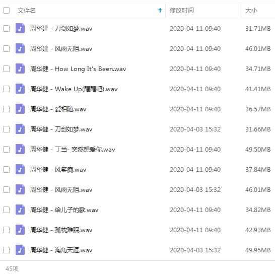 周华健无益歌直粗选45尾[WAV/1.86GB]百度云网盘下载8236,