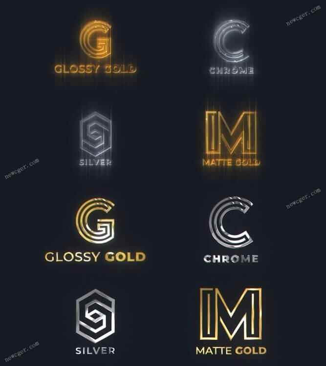 亮堂金银量感的金属logo标记归纳动绘AE模板4002,亮堂,金银,银量,量感,金属