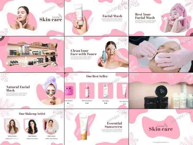 粉色女性护肤品或好容机构的宣扬引见幻灯片AE模板4810,粉色,色女,女性,女性护肤,护肤