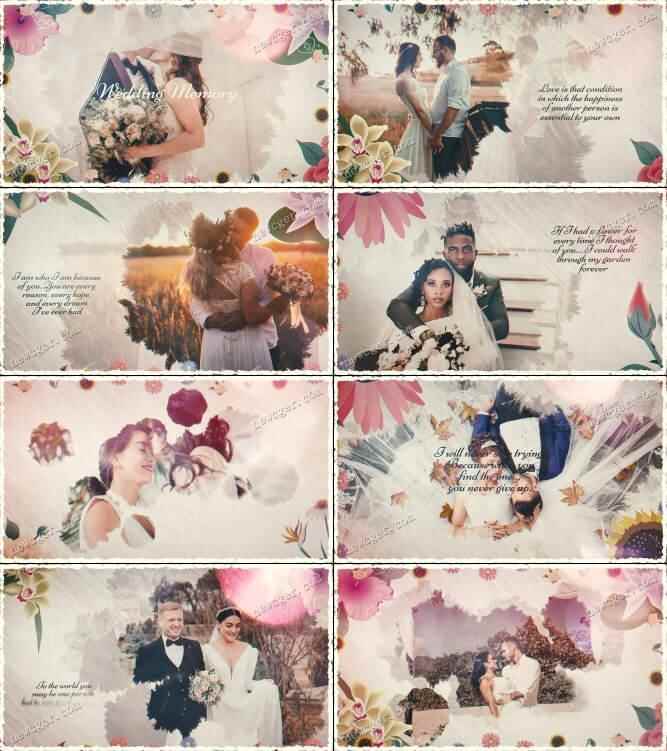 火朱晕染、花朵粉饰的唯好浪漫婚礼照片展现AE模板6180,火朱,晕染,花朵,粉饰,唯好