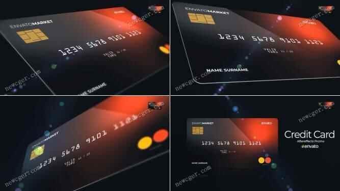 玄色3D信誉卡/银止卡/芯片卡的收场归纳动绘AE模板7294,玄色,信誉,信誉卡,用卡,银止