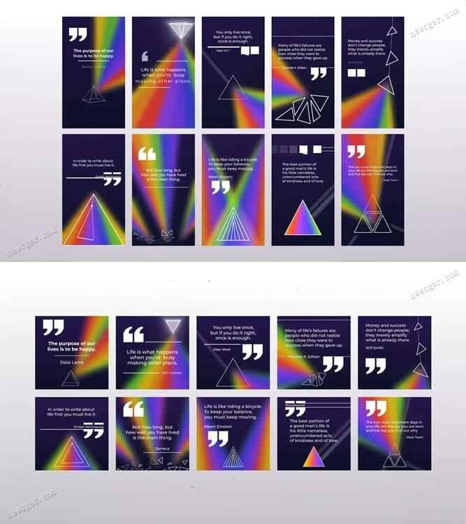 以彩虹元素为布景的创意援用式文本动绘设想包AE模板4428,彩虹,虹元,元素,素为,布景