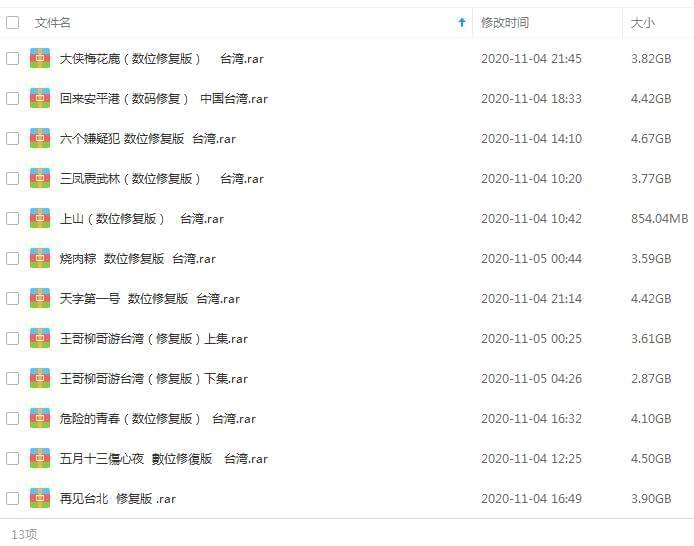 台湾台语老片数位建复影戏13部下浑开散[MP4/48.91GB]百度云网盘下载5796,台湾,台语,老片,数位,数位建复