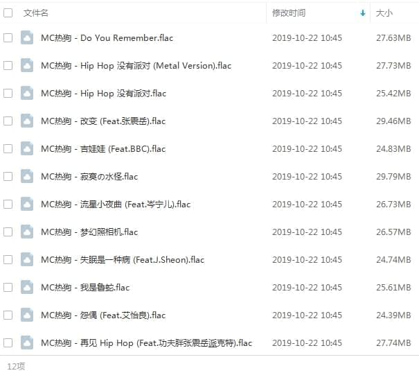 MC Hotdog热狗 哈狗帮 9张专辑音乐开散无益[FLAC/MP3/1.76GB]百度云网盘下载4680,