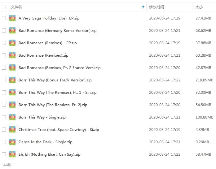 Lady Gaga(嘎嘎)歌直开散44张专辑/EP[M4A/2.38GB]百度云网盘下载2712,