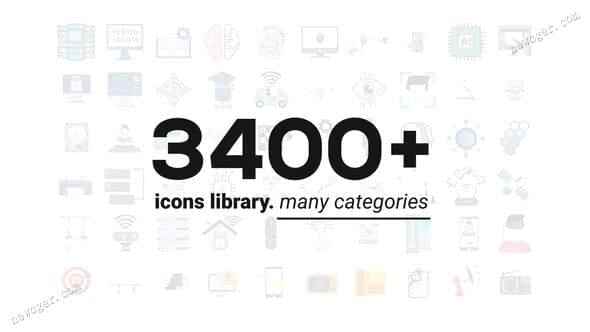 更新！57类共3400多个图标动绘素材库AE源文件，值得珍藏！4542,更新,57,3400,多个,图标