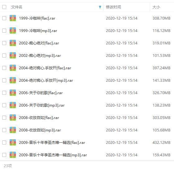 李圣杰(1999-2018)10张专辑歌直开散[FLAC/MP3/4.61GB]百度云网盘下载559,