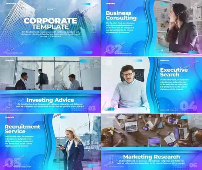 蓝色企业商务主题的幻灯片内乱容展现AE模板9685,蓝色,企业,商务,主题,幻灯