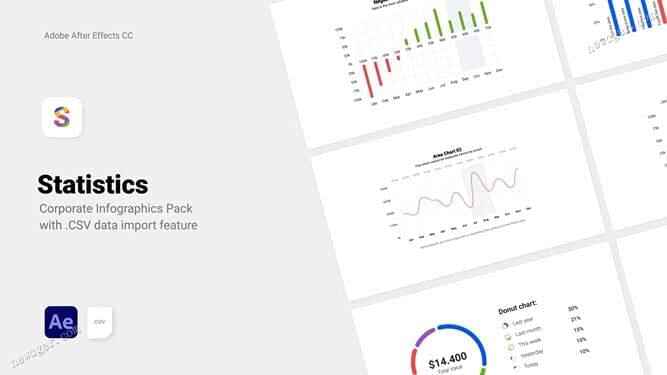 可由CSV电子表格驱动的简约数据阐发统计图表AE模板9140,可由,csv,电子,电子表,电子表格