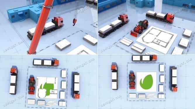 卡车运输战建材工场的logo标记展现动绘AE模板7709,卡车,卡车运输,运输,建材,工场