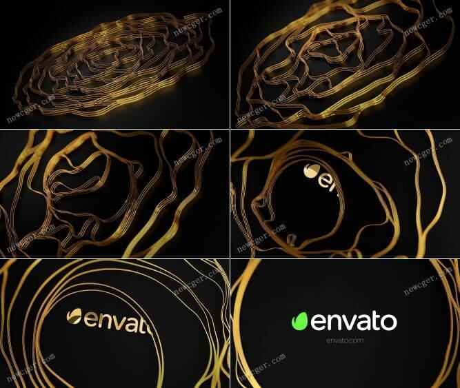 蜿蜒活动笼统黄金线条战logo标记提醒收场AE模板1131,蜿蜒,直流,活动,笼统,黄金
