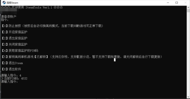 steam一键解锁家庭监控获得PIN码4807,