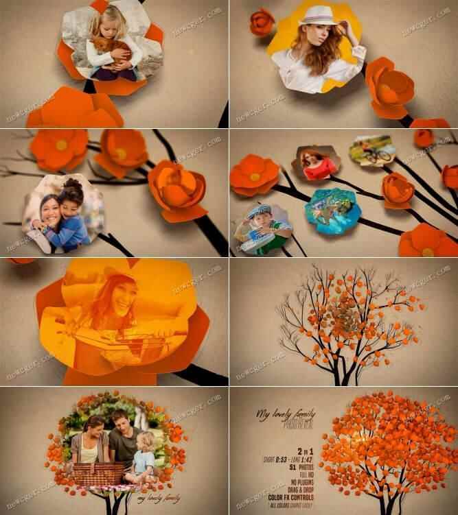 花取树，创意有爱的家庭百口祸照片展现AE模板，是非2版进551,花取树,创意,有爱,有爱的,爱的