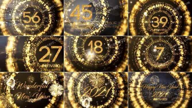 金色华丽灿艳的2021年最初1分钟倒计时收场殊效动绘AE模板622,金色,华丽,灿艳,丽的,2021