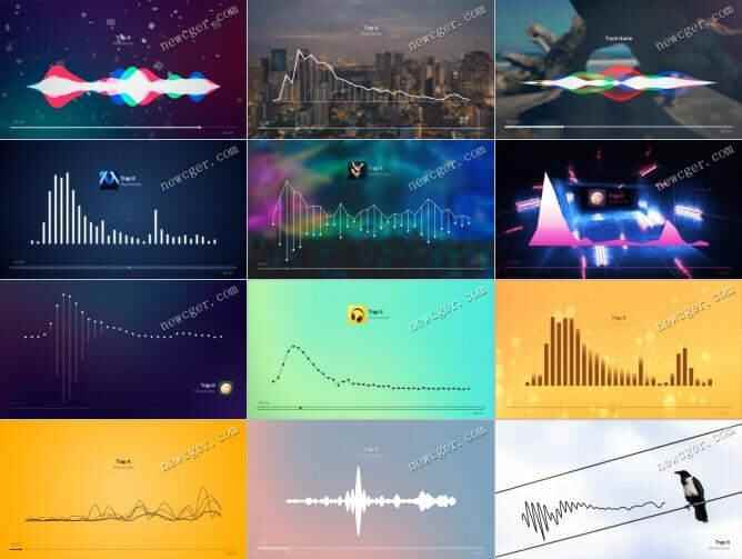 33款随音而动的音频波形可视化殊效动绘AE模板9430,33,而动,音频,波形,可视