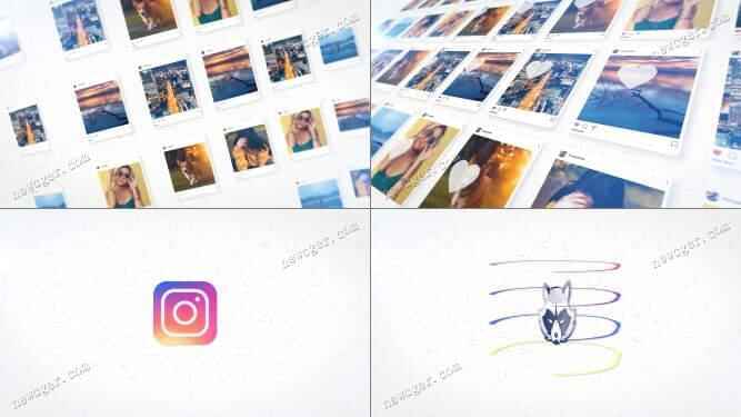 Instagram交际媒体主题图片墙标记片头动绘AE模板7333,instagram,交际,交际媒体,媒体,主题