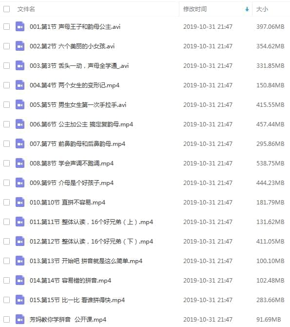 拼音进修视频教程《芳妈教您教拼音》[AVI/MP4/4.58GB]百度云网盘下载3173,拼音,进修,进修视频,视频,视频教程