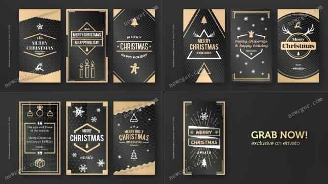 10款乌金圣诞节主题的INS故事版式设想动绘AE源文件805,10,乌金,金圣,圣诞,圣诞节