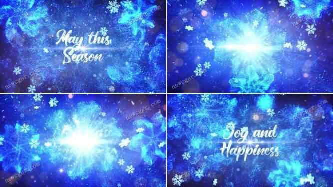 灿艳蓝色粒子殊效中的圣诞笔墨祝愿收场动绘AE模板8084,灿艳,蓝色,粒子,粒子殊效,子特