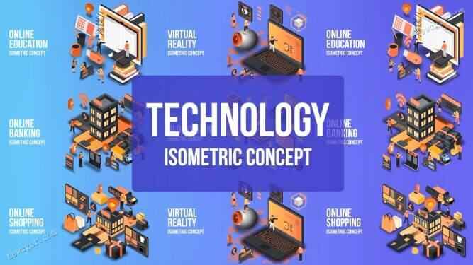 Isometric等距视角气势派头的将来科技主题观点场景设想AE模板1233,等距,视角,气势派头,气势派头的,将来