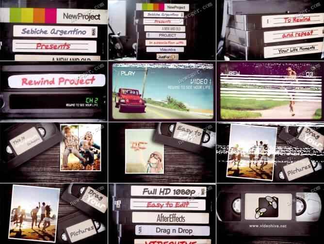 复古风家庭录影带/录相带倒带结果展现AE模板9606,复古,复古风,古风,家庭,录影