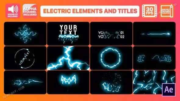 2D卡透风格Electric电力电流殊效元素 笔墨殊效AE源文件6026,