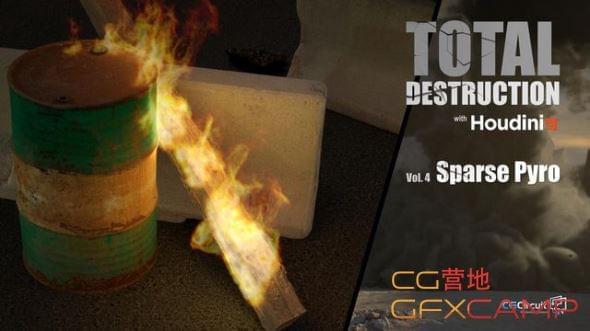 Houdini烟雾水焰灰尘殊效教程 CGCircuit – Total Destruction Vol.4 Sparse Pyro4935,houdini,烟雾,水焰,灰尘,土特