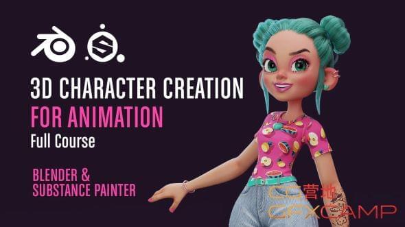 Blender+Painter三维卡通脚色建造教程(英笔墨幕) 3D Character Creation for Animation in Blender &amp;#038; Substance Painter1249,blender,painter,三维,维卡,卡通