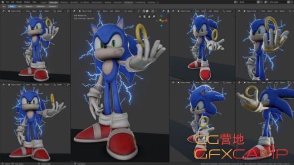 Blender卡通脚色索僧克建模教程 Artstation – Character Sculpt Sonic by YanSculpts9831,blender,卡通,脚色,索僧,索僧克