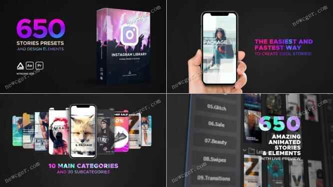超强Instagram Stories版式动绘设想库AE模板，超越650个预设动绘1026,超强,instagram,stories,版式,动绘
