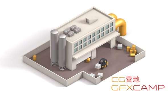 低多边形工场楼房C4D教程 Cinema 4D7704,