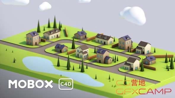 低多边形都会场景建模C4D教程 Low Poly Town 3D Modeling In Cinema 4D388,