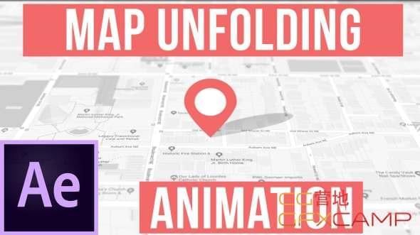 合叠舆图睁开动绘AE教程 How To Create An Unfolding Map Animation3803,