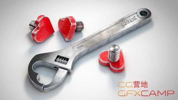 钢铁量感扳脚建造C4D教程  Cinema 4D – Creating a Beautiful Love Wrench Tutorial1753,钢铁,铁量,量感,扳脚,建造