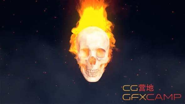 恶灵骑士水焰骷髅头C4D教程 TurbulenceFD Fire Skull392,