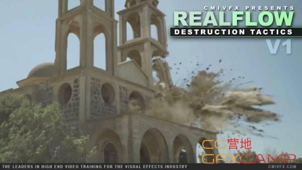 Realflow模仿楼房破裂爆炸场景动绘殊效教程 cmiVFX – Realflow Destruction Tactics Volume 11115,