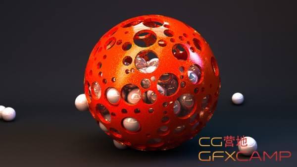 笼统镂空小球C4D建模材量衬着教程 Cinema 4D How to make a Abstract Sphere Design3011,