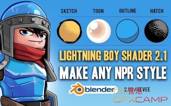 Blender两维卡通材量插件 Lightning Boy Shader v2.1.1 For Blender 2.93 + 利用教程3165,blender,两维,维卡,卡通,材量