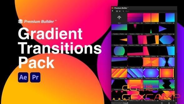 AE+PR剧本预设-突变图形转场动绘 Gradient Transitions Pack7062,剧本,预设,突变,变图,图形