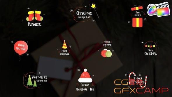 FCPX插件-卡通圣诞节笔墨题目动绘 Christmas Cartoon Titles33,fcpx,插件,卡通,通圣,圣诞