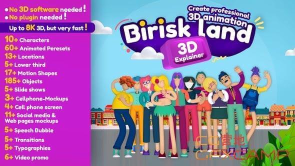 AE剧本-三维卡通人物脚色场景讲解动绘 Briskland Professional 3D Explainer Toolkit2811,剧本,三维,维卡,卡通,卡通人