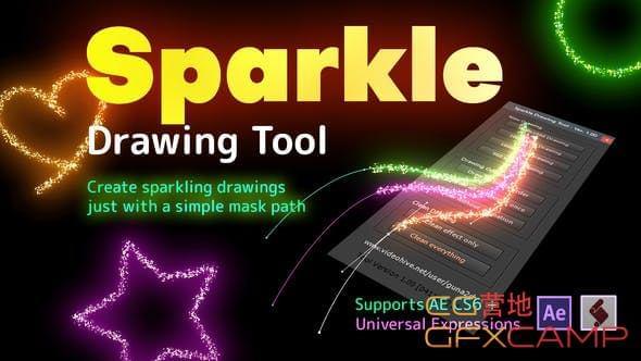 AE剧本模板-水星光效途径笔墨誊写殊效动绘 Sparkle Drawing Tool1542,