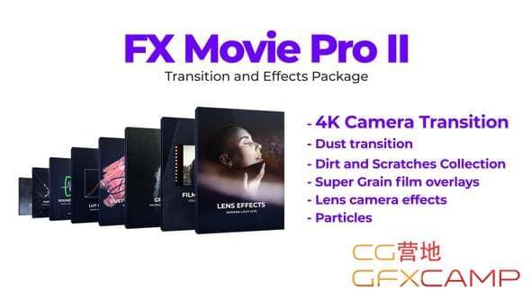 达芬偶PR光效粒子LUT调色视频转场素材 FX Movie Pro 2 Transition and Effects Package9547,