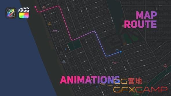 AE模板+FCPX插件-舆图线条途径动绘预设 Map Route Animations5063,ae模板,模板,fcpx,插件,舆图