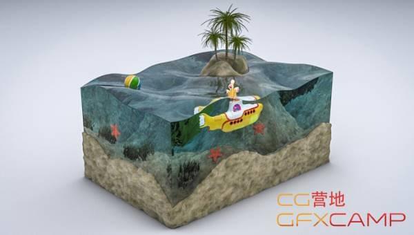 C4D圆块卡通火族馆场景教程 Cinema 4D Aquarium Scene Tutorial(露C4D工程源文件+素材)1271,c4d,圆块,卡通,通火,火族