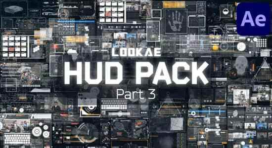 AE模板-18组HUD将来科技感元素UI动绘 HUD Pack 36535,