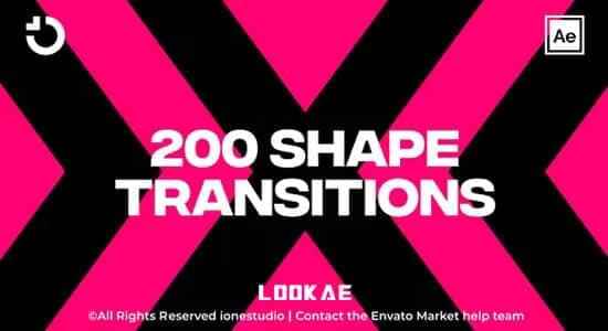 AE模板-200种简朴彩色MG图形遮罩转场过渡动绘 Shape Transitions3955,ae模板,模板,简朴,单彩,彩色