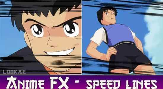 AE模板-两维卡通动漫速率线动绘 Anime FX  Speed Lines1453,