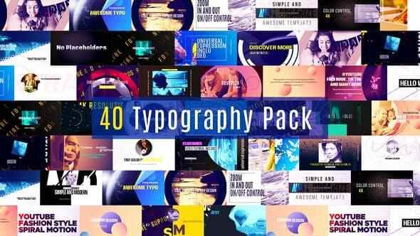 AE模板-40组图文排版场景设想动绘 Typography Pack3941,